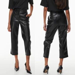 Aritzia Babaton Command Cropped Mid Rise Straight Pant 00 Black Vegan Leather